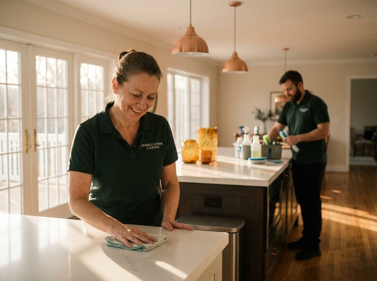 Professional cleaning service at work
