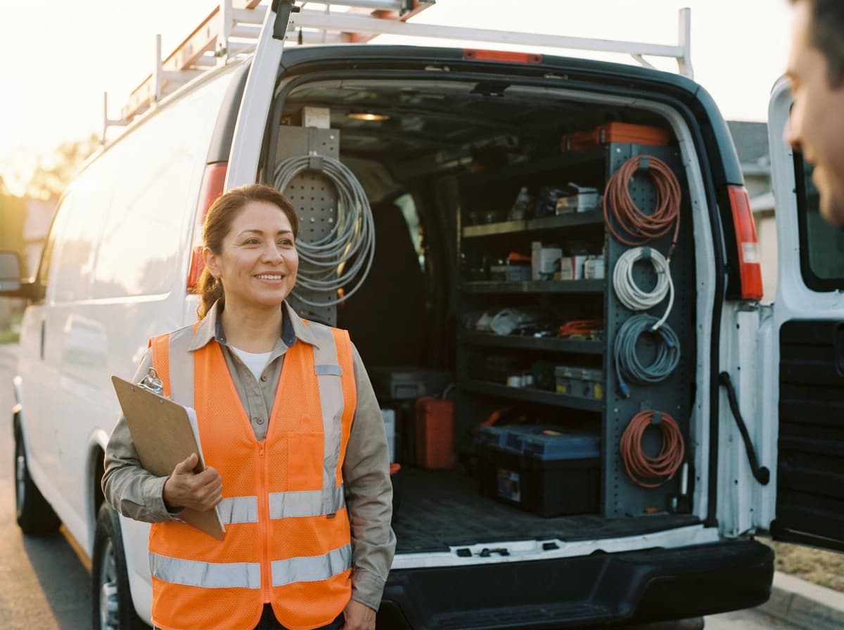 Ana Vega with her electrical contracting van
