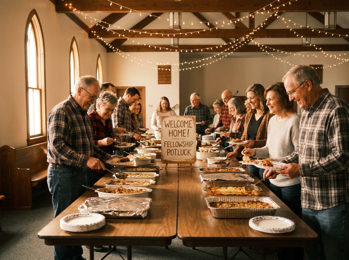 Church fellowship meal bringing the congregation together